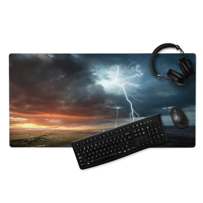 Stormy Lightning Mouse Pad - Gaming Mouse Pad Stormy Blue For Esports Setup Cinematic Epic Mood Modern Tech Decor