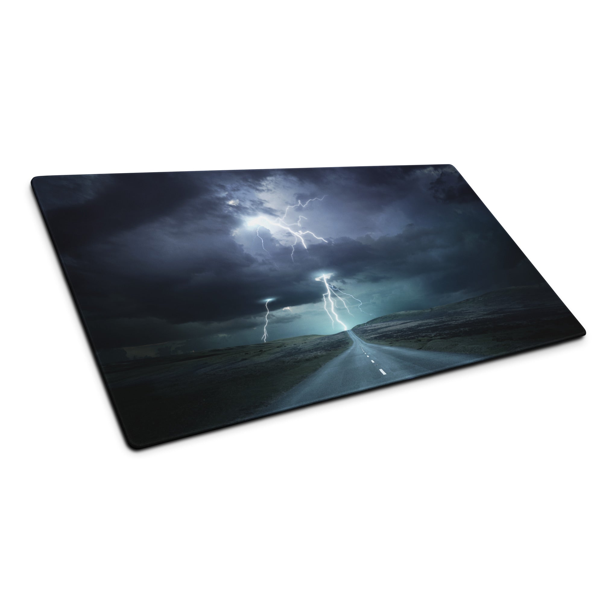 Stormy Blue Lightning Gaming Mouse Pad - Lightning Gaming Mouse Pad For Desk Setup Stormy Blue Moody Cyber Digital Art