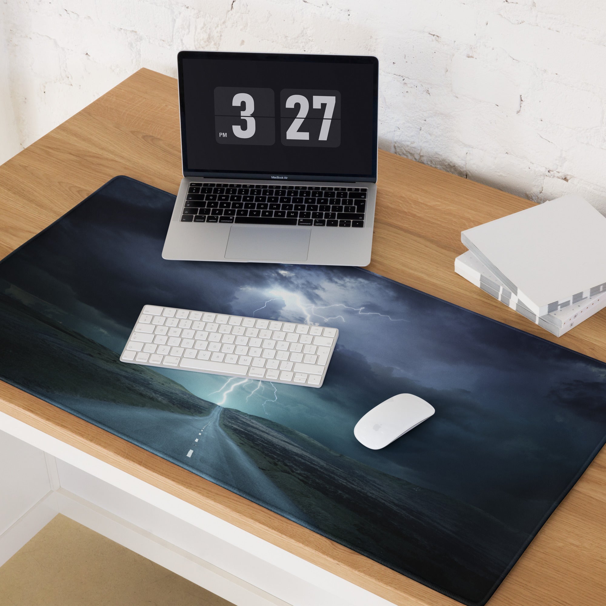 Stormy Blue Lightning Gaming Mouse Pad - Lightning Gaming Mouse Pad For Desk Setup Stormy Blue Moody Cyber Digital Art
