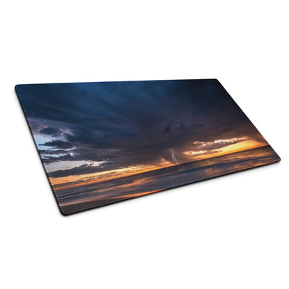 Stormy Sky Desk Pad - Stormy Sky Blue Orange Desk Gaming Dramatic Cinematic Modern Large Desk Gaming Pad Landscape Photo