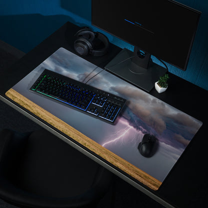 Lightning Storm Pro Gaming Pad - Storm Lightning Blue Gray Purple Gaming Desk Dramatic Modern Non Slip Photography