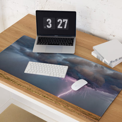 Lightning Storm Pro Gaming Pad - Storm Lightning Blue Gray Purple Gaming Desk Dramatic Modern Non Slip Photography