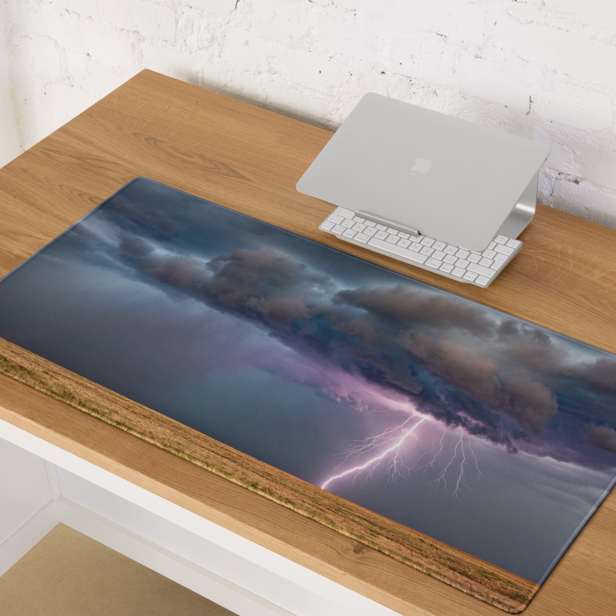 Lightning Storm Pro Gaming Pad - Storm Lightning Blue Gray Purple Gaming Desk Dramatic Modern Non Slip Photography