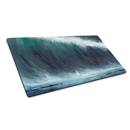 Calm Ocean Wave Seascape Mouse Pad - Ocean Wave Seascape Blue Teal Watercolor Desk Serene Mood Coastal Nautical