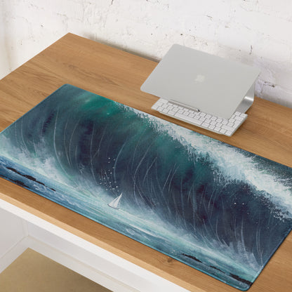Calm Ocean Wave Seascape Mouse Pad - Ocean Wave Seascape Blue Teal Watercolor Desk Serene Mood Coastal Nautical