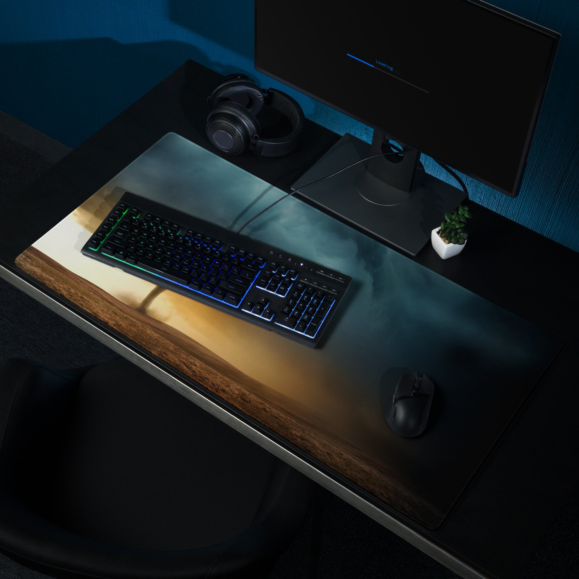 Stormy Desert Tornado Gaming Mouse Pad - Mouse Pad Stormy Blues Sunset Desk Moody Desert Esports Accessory Photography