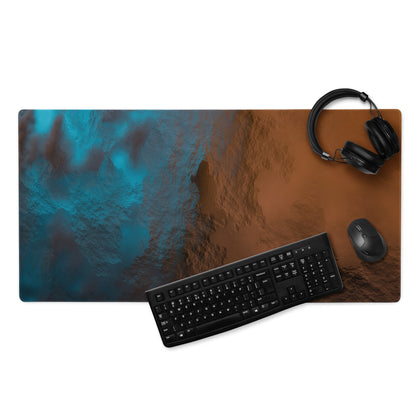 Bronze Blue Leather Gaming Mouse Pad - Gaming Mouse Pad Bronze Blue Leather Desk Setup Luxurious Modern NonSlip Leather