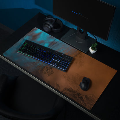 Bronze Blue Leather Gaming Mouse Pad - Gaming Mouse Pad Bronze Blue Leather Desk Setup Luxurious Modern NonSlip Leather