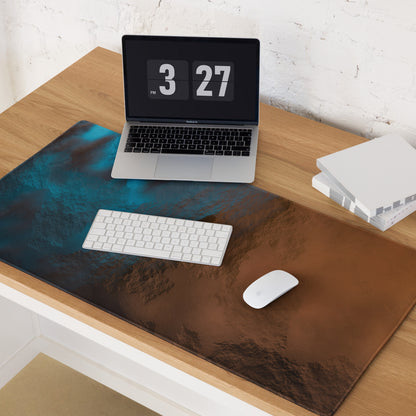 Bronze Blue Leather Gaming Mouse Pad - Gaming Mouse Pad Bronze Blue Leather Desk Setup Luxurious Modern NonSlip Leather