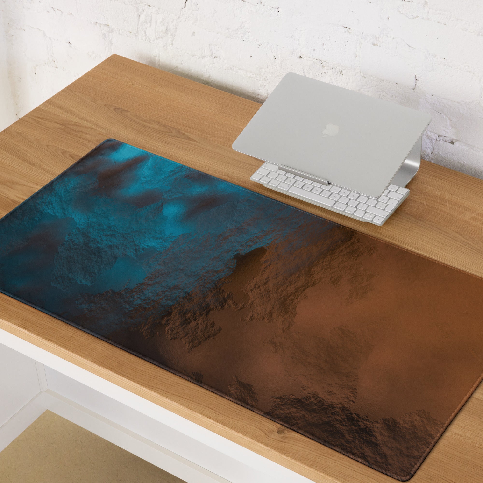Bronze Blue Leather Gaming Mouse Pad - Gaming Mouse Pad Bronze Blue Leather Desk Setup Luxurious Modern NonSlip Leather