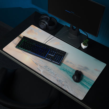 Sunset Beach Mouse Pad - Sunset Beach Mouse Pad Orange Blue Gaming Desk Photo Realism Calm Coastal Modern Desk Pad