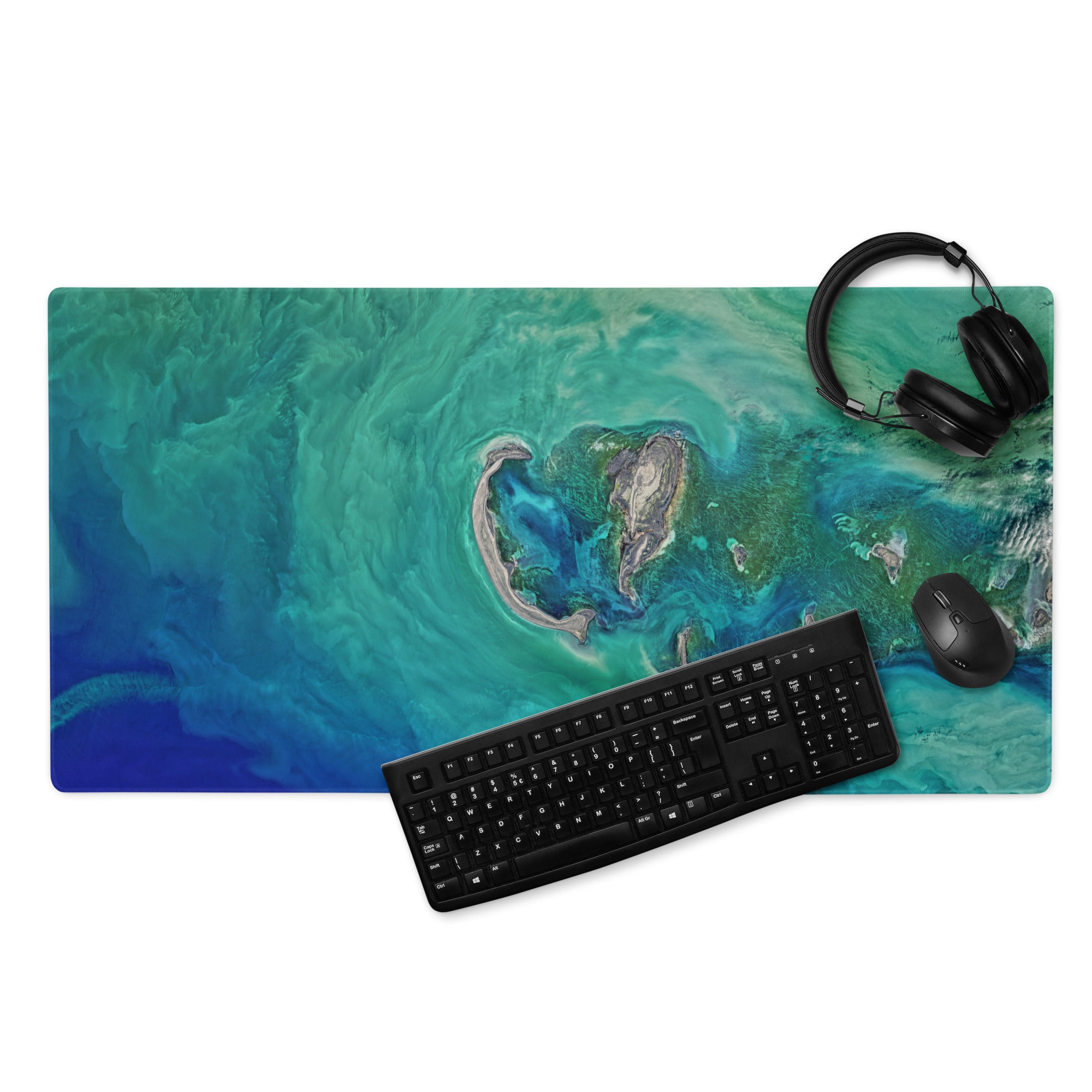 Oceanic Teal Gaming Mouse Pad - Gaming Mouse Pad Teal Green Desk Modern Abstract Calming Ocean Mood Non Slip Digital Art