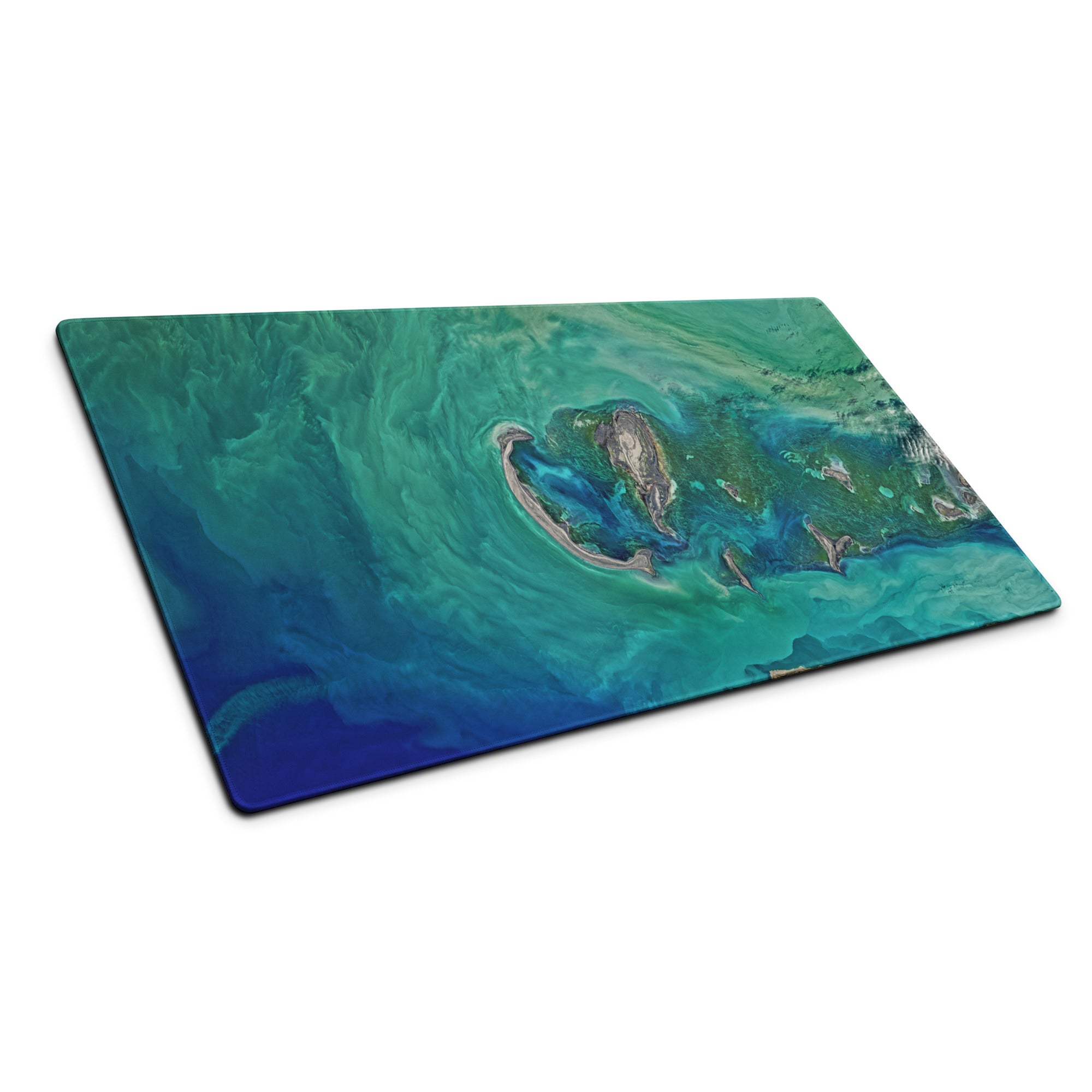 Oceanic Teal Gaming Mouse Pad - Gaming Mouse Pad Teal Green Desk Modern Abstract Calming Ocean Mood Non Slip Digital Art