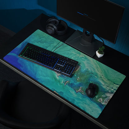 Oceanic Teal Gaming Mouse Pad - Gaming Mouse Pad Teal Green Desk Modern Abstract Calming Ocean Mood Non Slip Digital Art