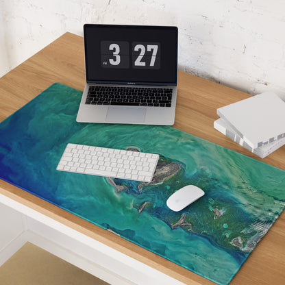 Oceanic Teal Gaming Mouse Pad - Gaming Mouse Pad Teal Green Desk Modern Abstract Calming Ocean Mood Non Slip Digital Art