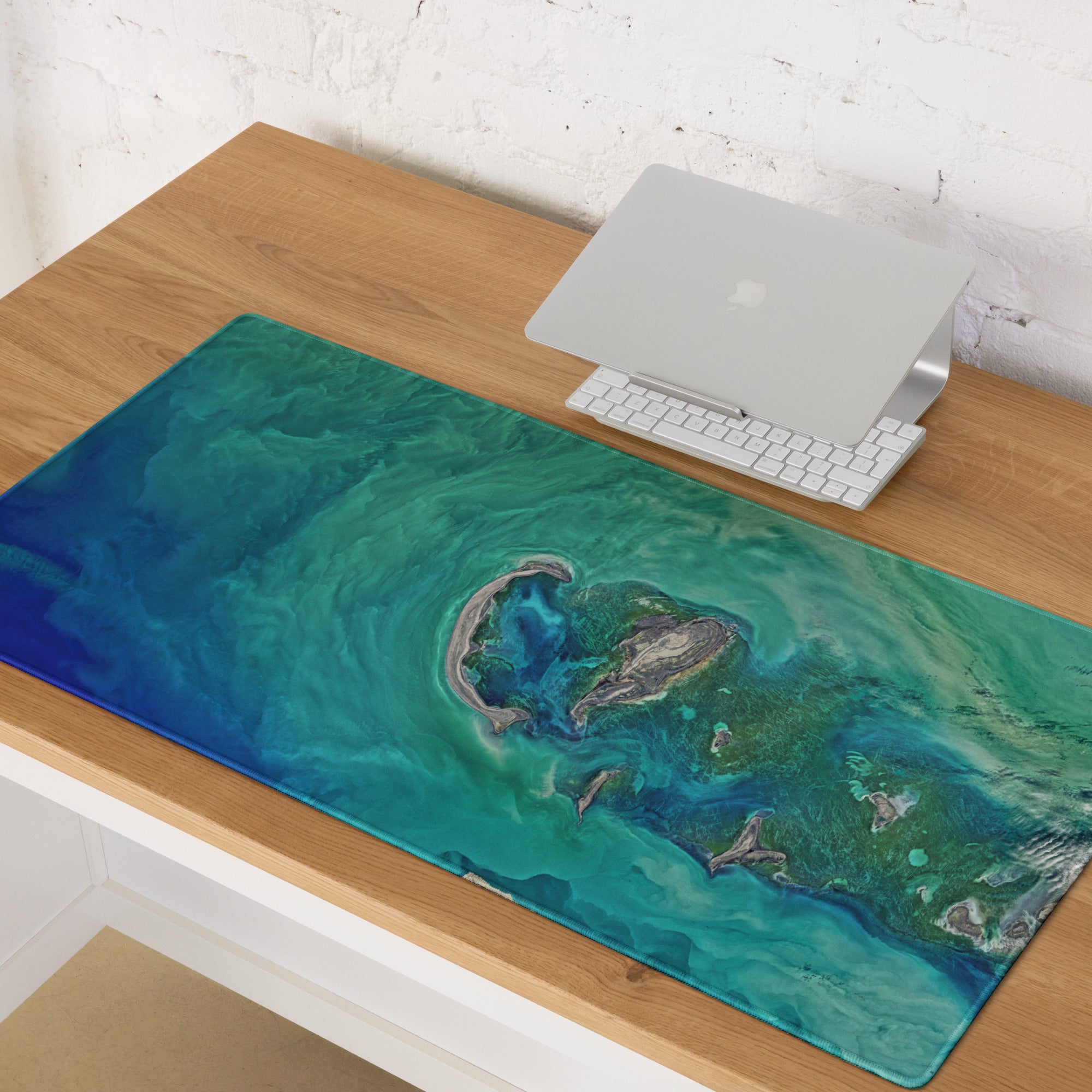 Oceanic Teal Gaming Mouse Pad - Gaming Mouse Pad Teal Green Desk Modern Abstract Calming Ocean Mood Non Slip Digital Art
