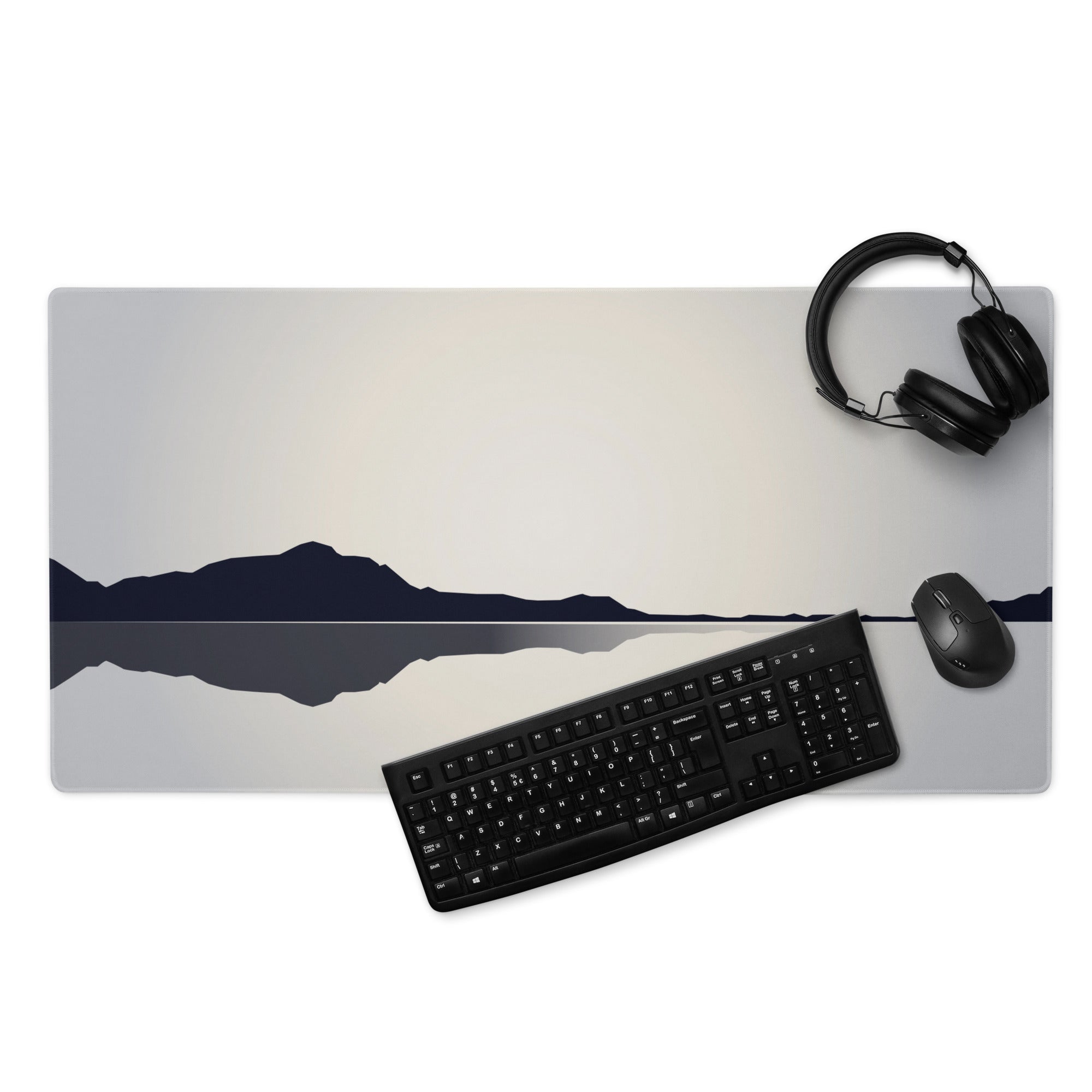 Mountain Mist Gaming Mouse Pad - Gaming Mouse Pad Gray Charcoal Desk Setup Minimalist Calm Esports Landscape Print