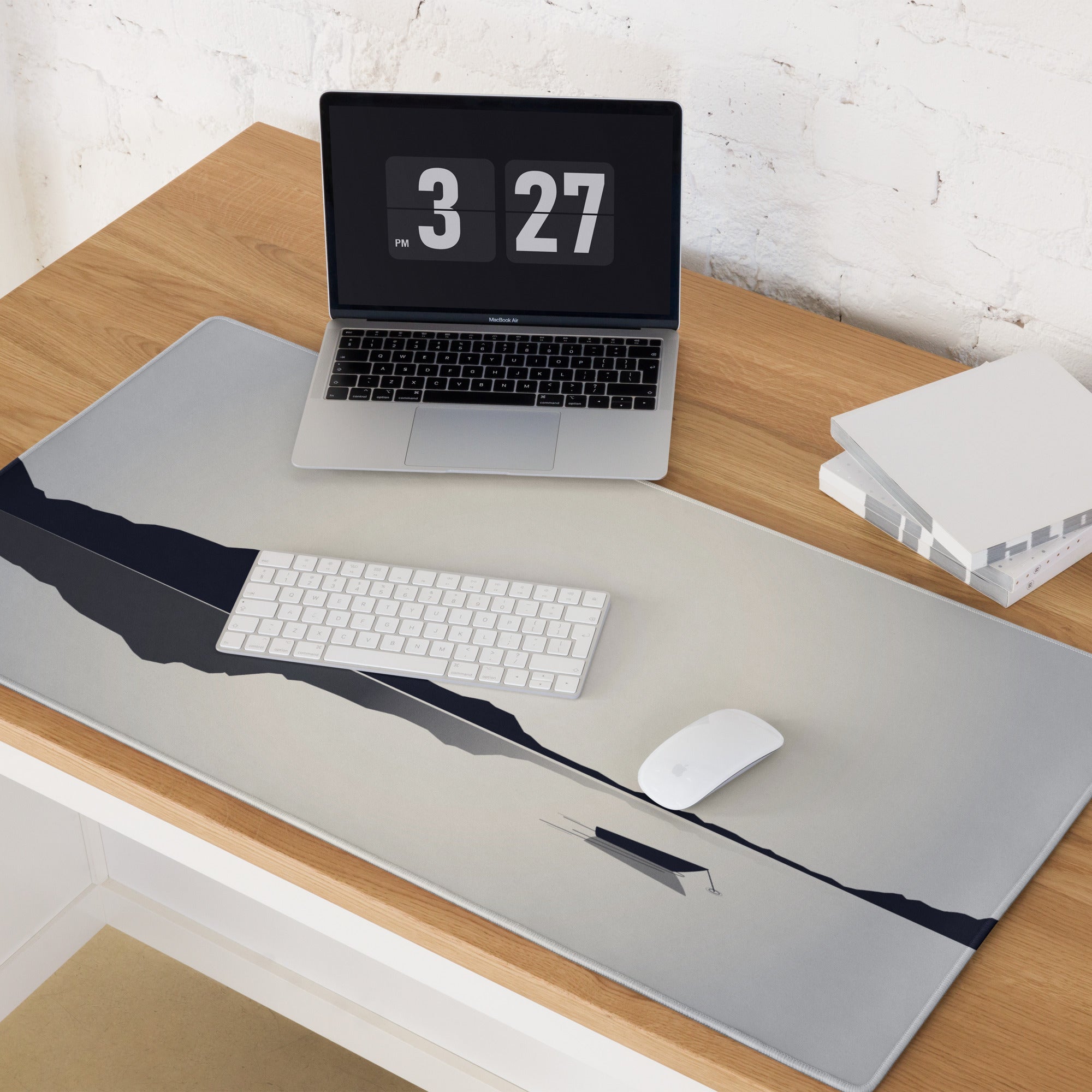 Mountain Mist Gaming Mouse Pad - Gaming Mouse Pad Gray Charcoal Desk Setup Minimalist Calm Esports Landscape Print
