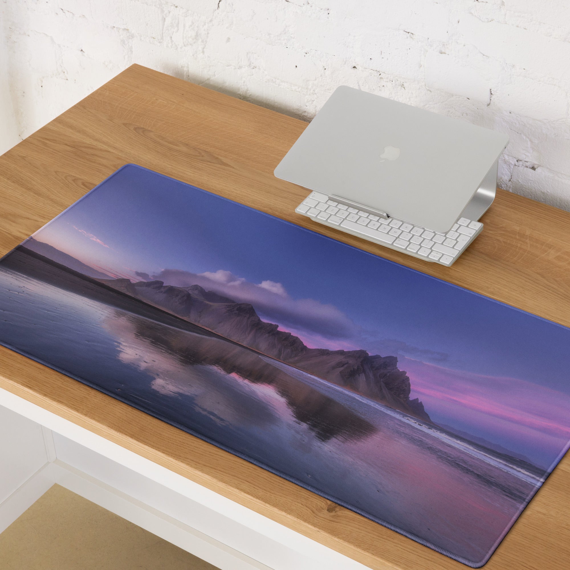 Purple Mountain Landscape Mouse Pad - Mountain Landscape Purple Desk Gaming Photoreal Calm Minimal Desk Pad Photography