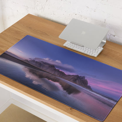 Purple Mountain Landscape Mouse Pad - Mountain Landscape Purple Desk Gaming Photoreal Calm Minimal Desk Pad Photography