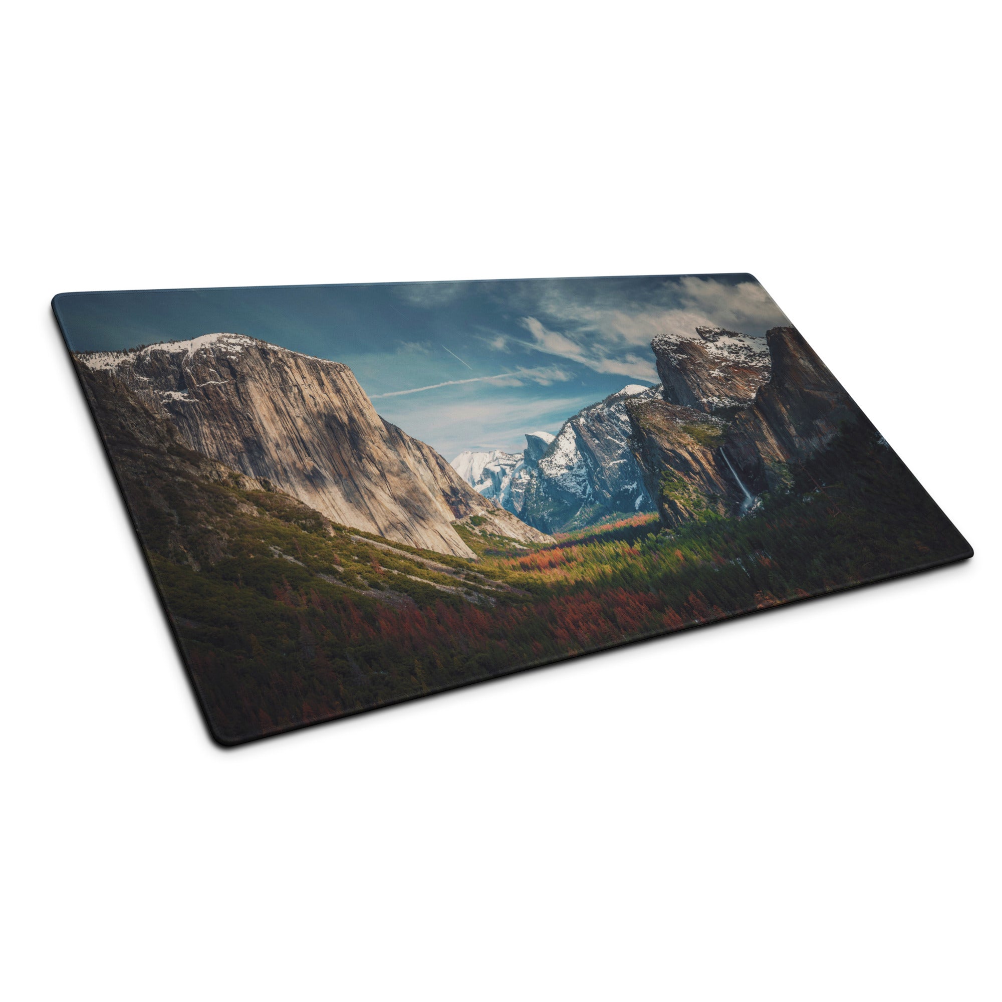 Majestic Mountain Vista Desk Pad - Mountain Landscape Blue Tones Desk Calm Mood Natural Rustic Gaming Pad Photography