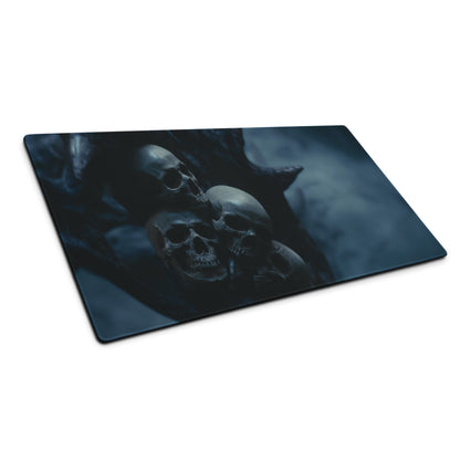 Nocturnal Skull Gaming Mouse Pad - Gaming Mouse Pad Dark Blue Black Gaming Desk Gothic Moody Cinematic Skull Digital Art