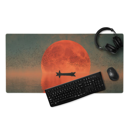 Crimson Sunset Ocean Mouse Pad - Mouse Pad Orange Sunset Desk Cinematic Serene Mood Minimalist Modern Gaming Desk Photo