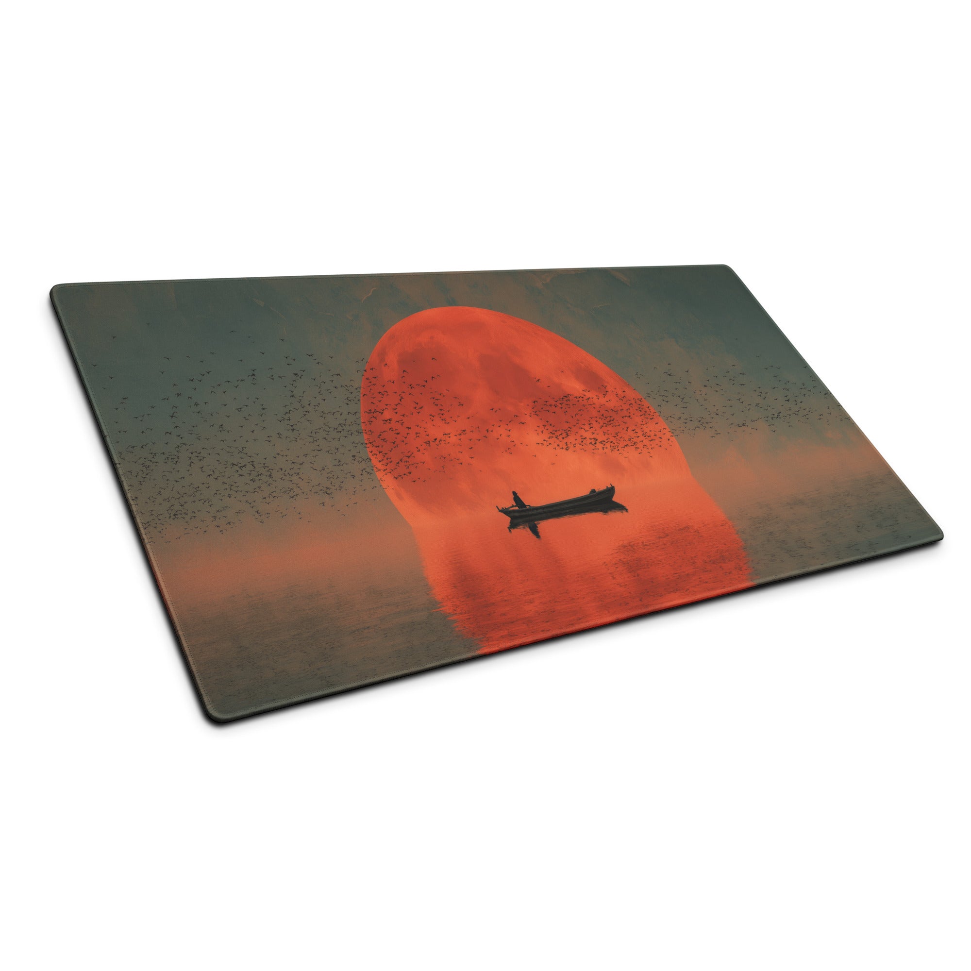 Crimson Sunset Ocean Mouse Pad - Mouse Pad Orange Sunset Desk Cinematic Serene Mood Minimalist Modern Gaming Desk Photo