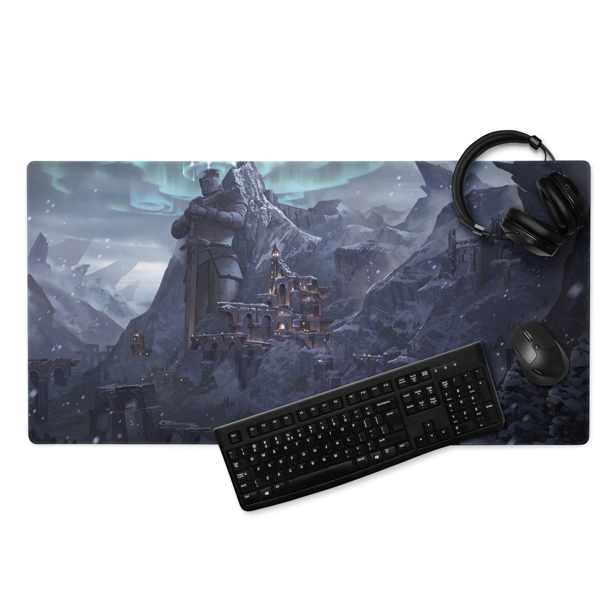 Aurora Fortress Fantasy Gaming Mouse Pad - Fortress Mouse Pad Ice Blue Desk Gaming Epic Mood Cinematic Fantasy Art