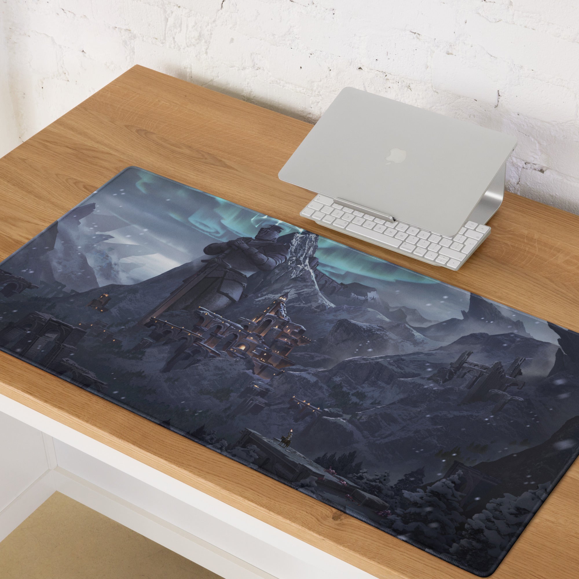 Aurora Fortress Fantasy Gaming Mouse Pad - Fortress Mouse Pad Ice Blue Desk Gaming Epic Mood Cinematic Fantasy Art