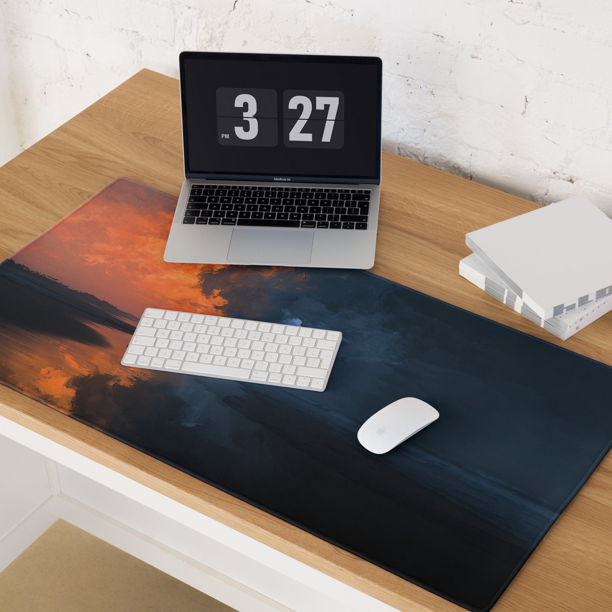 Sunset Gradient Gaming Mousepad - Mouse Pad Orange Navy Blue Sunset Gaming Calm Modern Esports Pad Digital Art