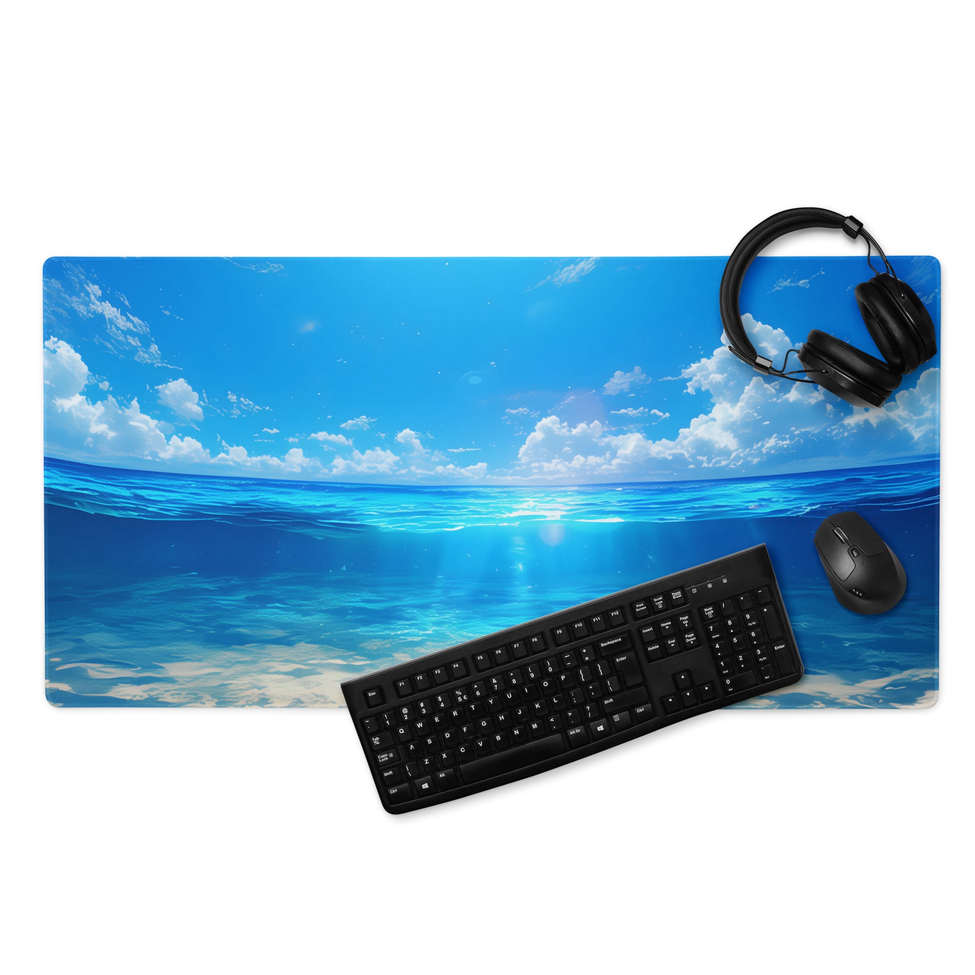 Blue Ocean Sky Gaming Mouse Pad - Gaming Mouse Pad Blue Ocean Desk Modern Calming Mood Coastal Decor Desk Mat Fabric