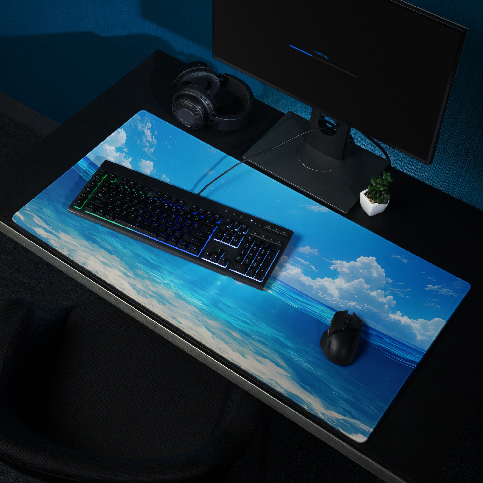 Blue Ocean Sky Gaming Mouse Pad - Gaming Mouse Pad Blue Ocean Desk Modern Calming Mood Coastal Decor Desk Mat Fabric