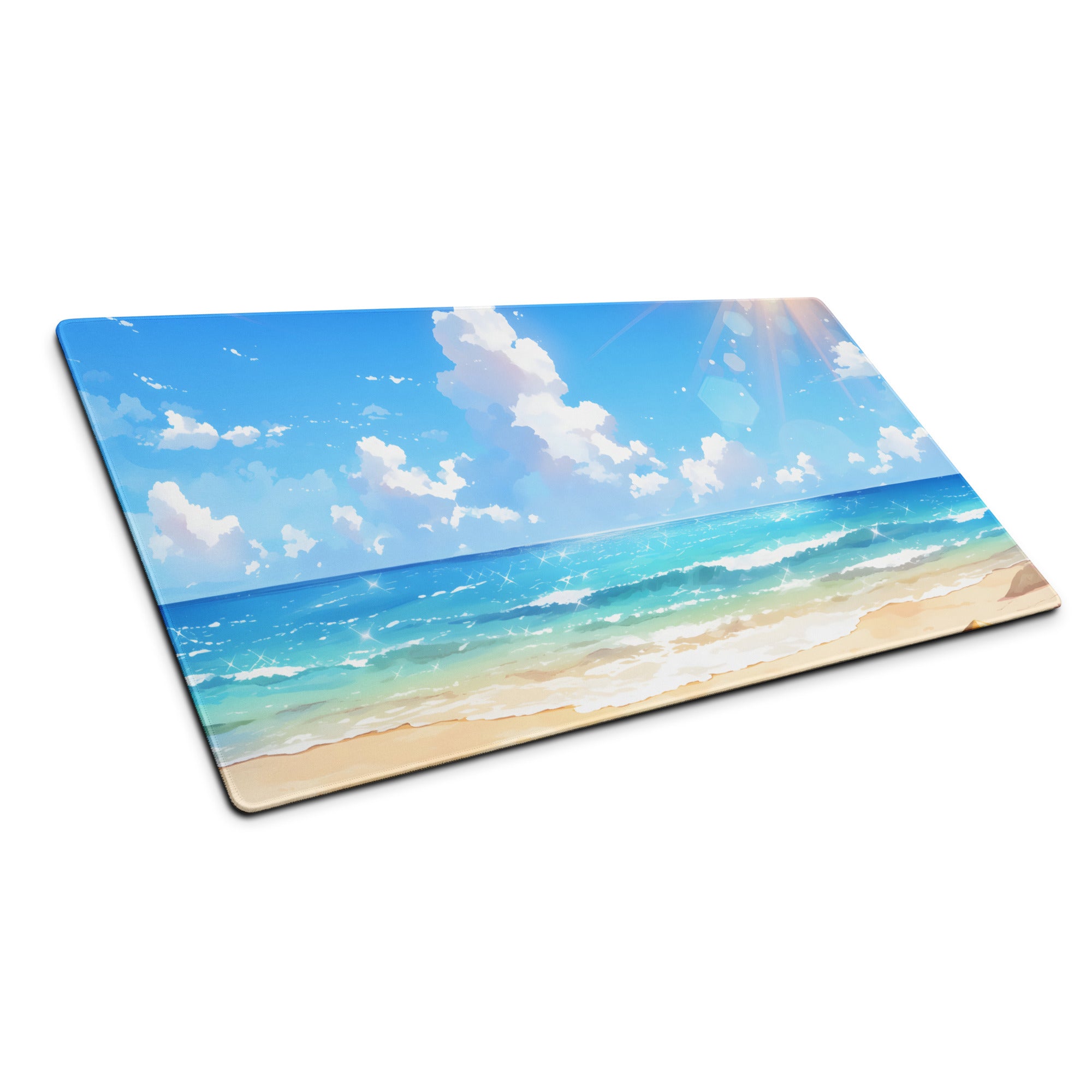 Coastal Sky Ocean Beach Mouse Pad - Beach Sky Blue Turquoise Desk Pad Calm Mood Coastal Decor Digital Art