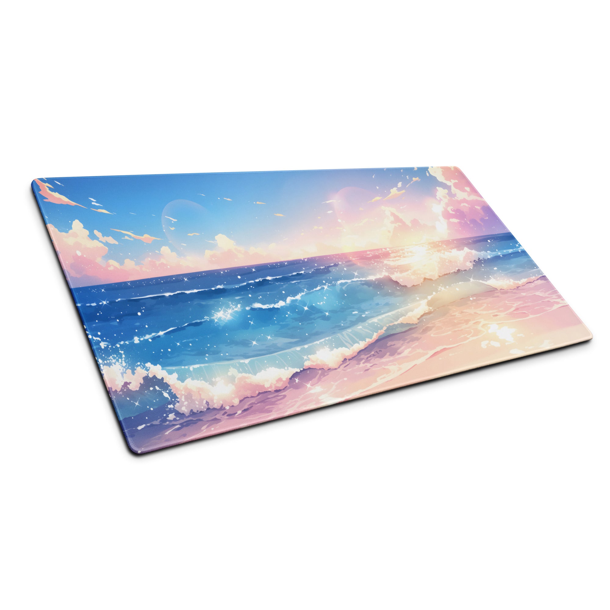 Pastel Ocean Sunset Mouse Pad - Mouse Pad Sunset Blue Pink - Calm Mood Beach Decor Minimalist Desk Accessory Digital Art