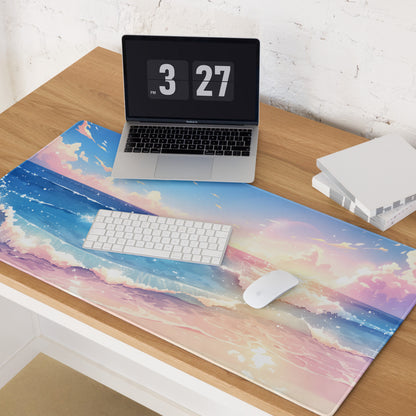 Pastel Ocean Sunset Mouse Pad - Mouse Pad Sunset Blue Pink - Calm Mood Beach Decor Minimalist Desk Accessory Digital Art
