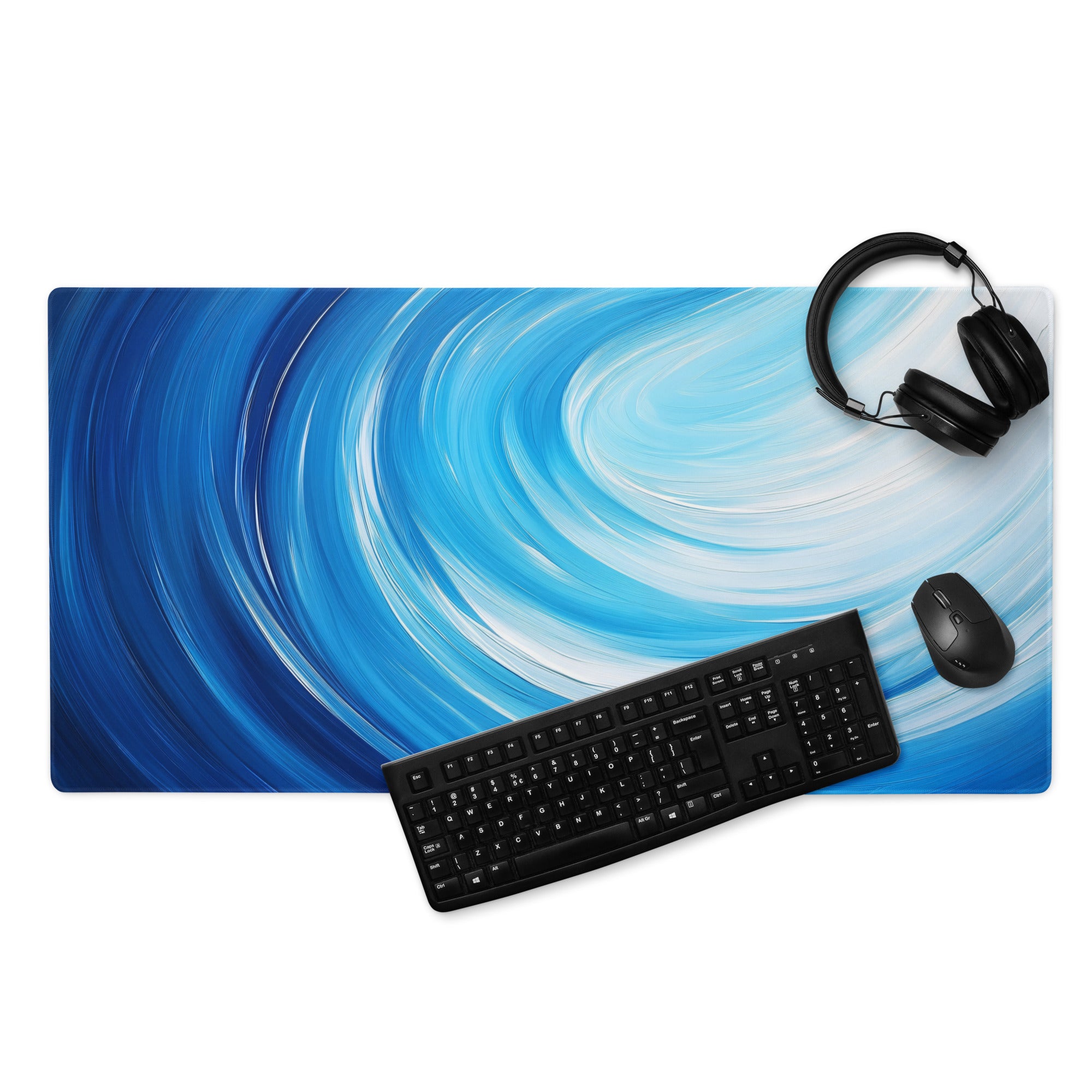 Blue Swirl Gaming Mouse Pad - Mouse Pad Blue Gradient Desk Modern Vibrant Tech Decor Large Anti Slip Textile Print