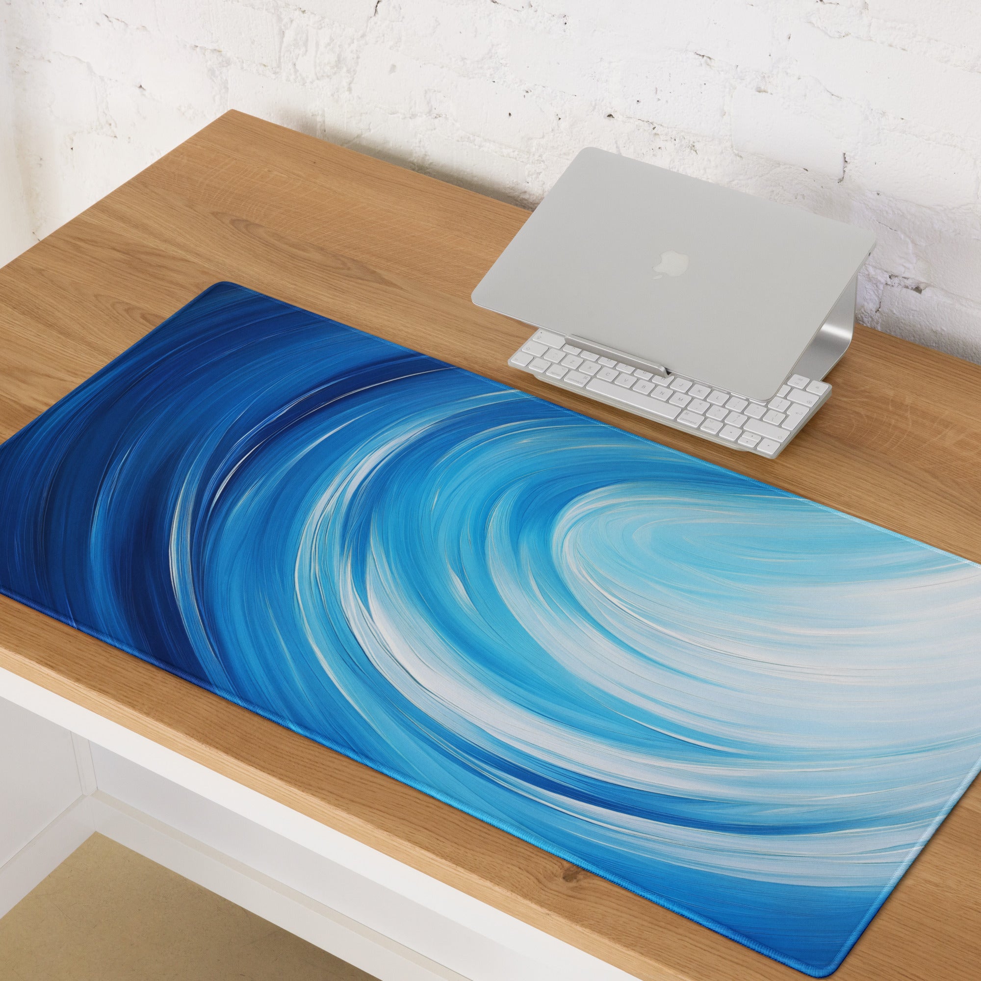 Blue Swirl Gaming Mouse Pad - Mouse Pad Blue Gradient Desk Modern Vibrant Tech Decor Large Anti Slip Textile Print