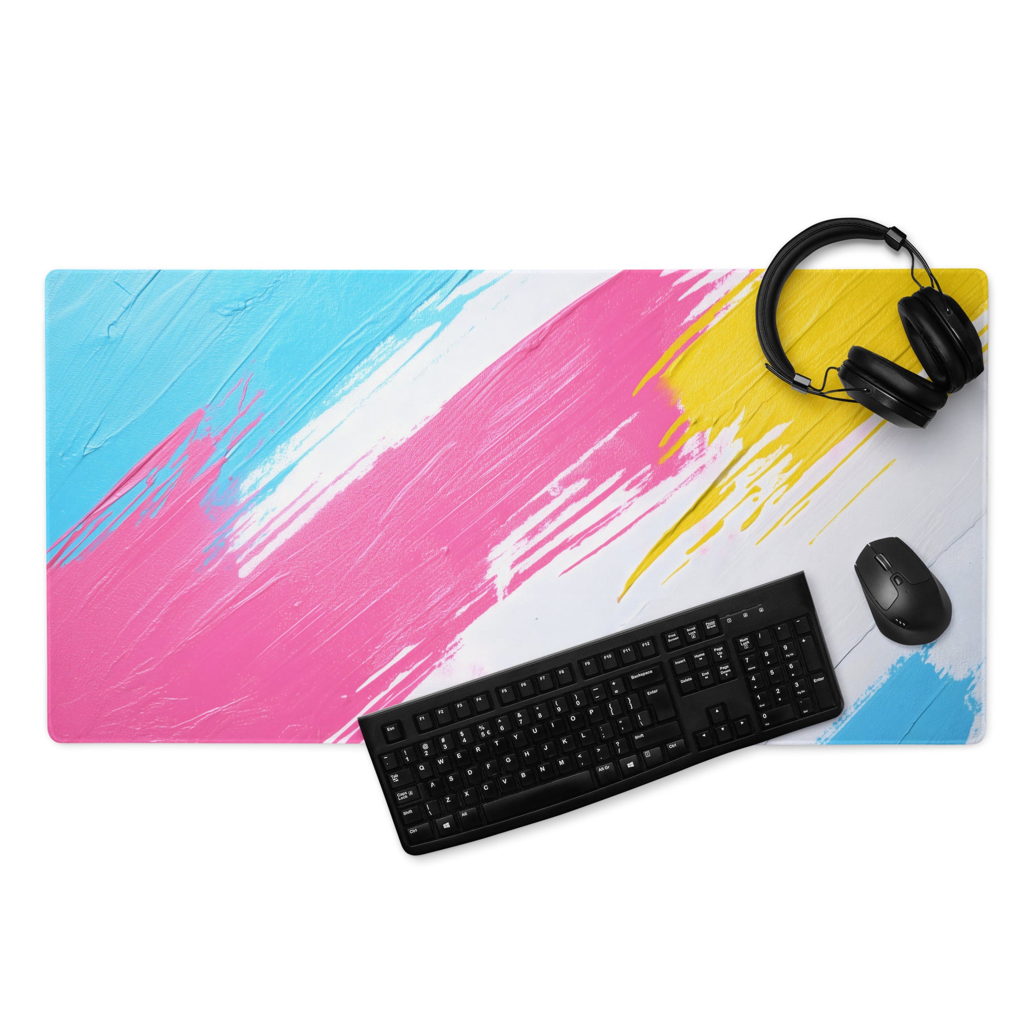 Vibrant Splash Art Gaming Mouse Pad - Gaming Mouse Pad Blue Pink Yellow Abstract Energetic Mood Modern Decor Esports