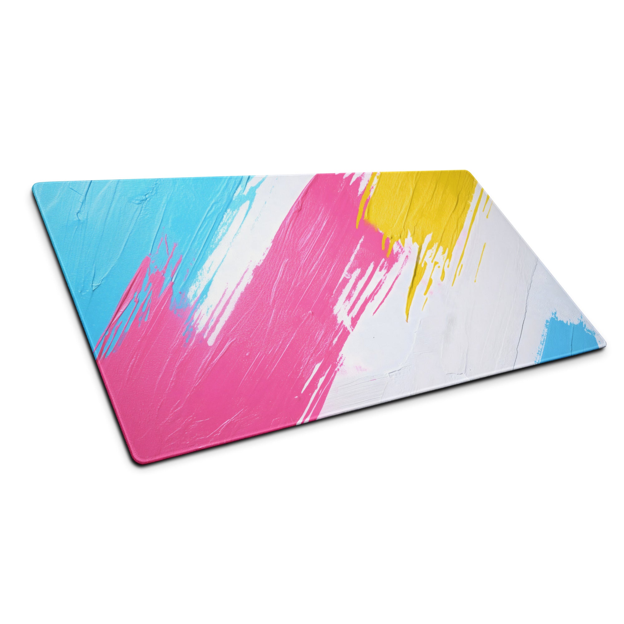 Vibrant Splash Art Gaming Mouse Pad - Gaming Mouse Pad Blue Pink Yellow Abstract Energetic Mood Modern Decor Esports