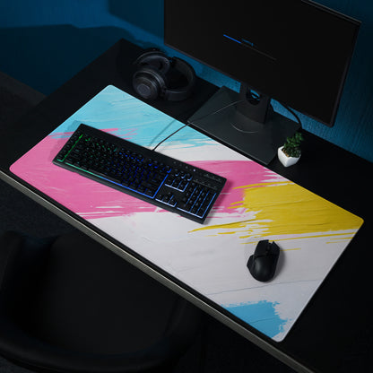 Vibrant Splash Art Gaming Mouse Pad - Gaming Mouse Pad Blue Pink Yellow Abstract Energetic Mood Modern Decor Esports
