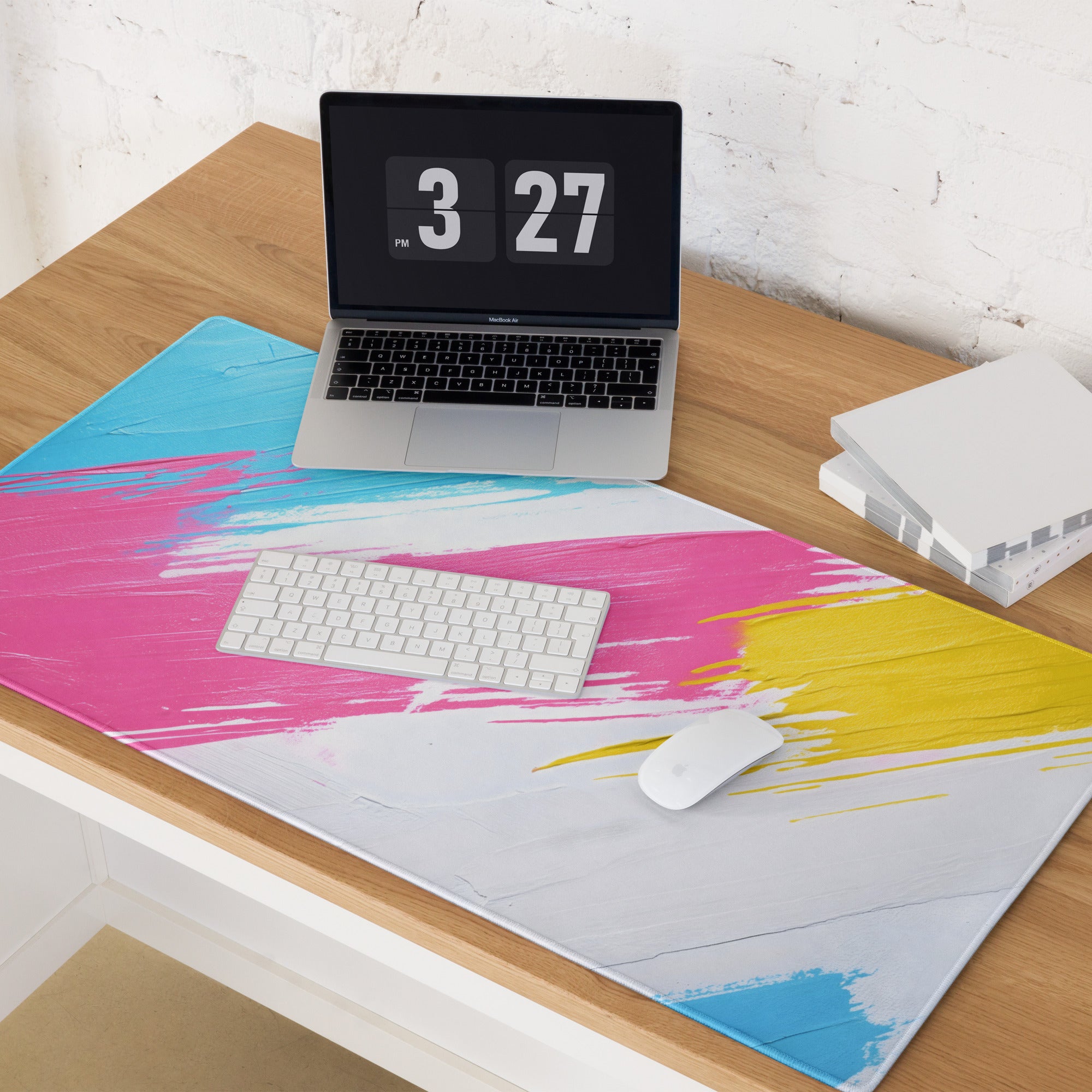 Vibrant Splash Art Gaming Mouse Pad - Gaming Mouse Pad Blue Pink Yellow Abstract Energetic Mood Modern Decor Esports