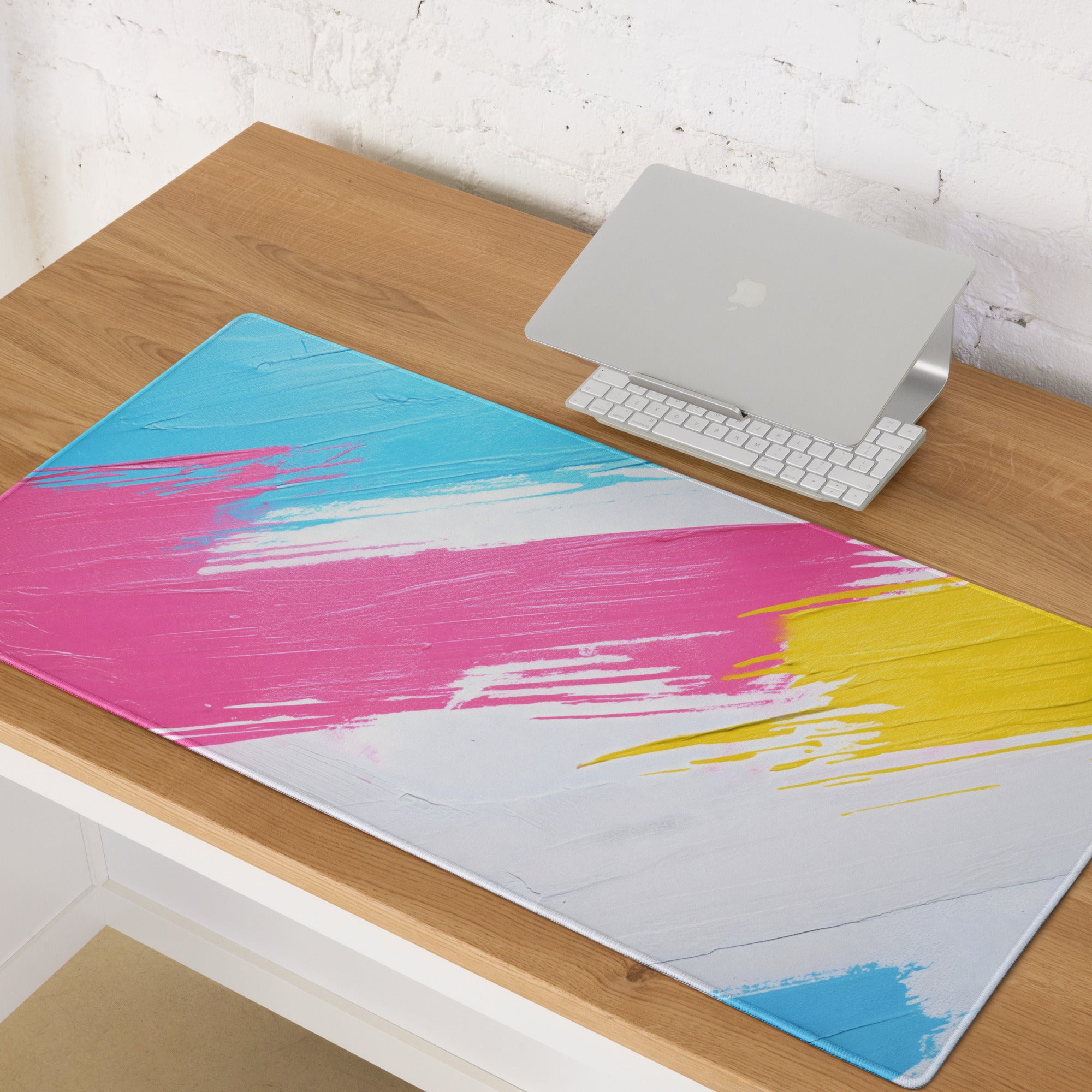 Vibrant Splash Art Gaming Mouse Pad - Gaming Mouse Pad Blue Pink Yellow Abstract Energetic Mood Modern Decor Esports