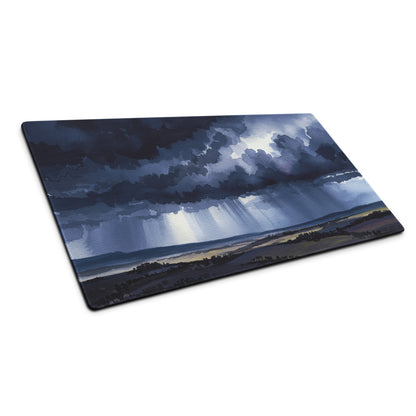 Azure Storm Landscape Pad - Mouse Pad Blue Indigo Home Office Landscape Moody Atmosphere Decor Desk Mat Watercolor