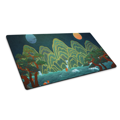 Verdant Mountain Landscape Mouse Pad - Mouse Pad Green Blue Teal Desk Gaming Vibrant Mood Nature Inspired Desk Mat