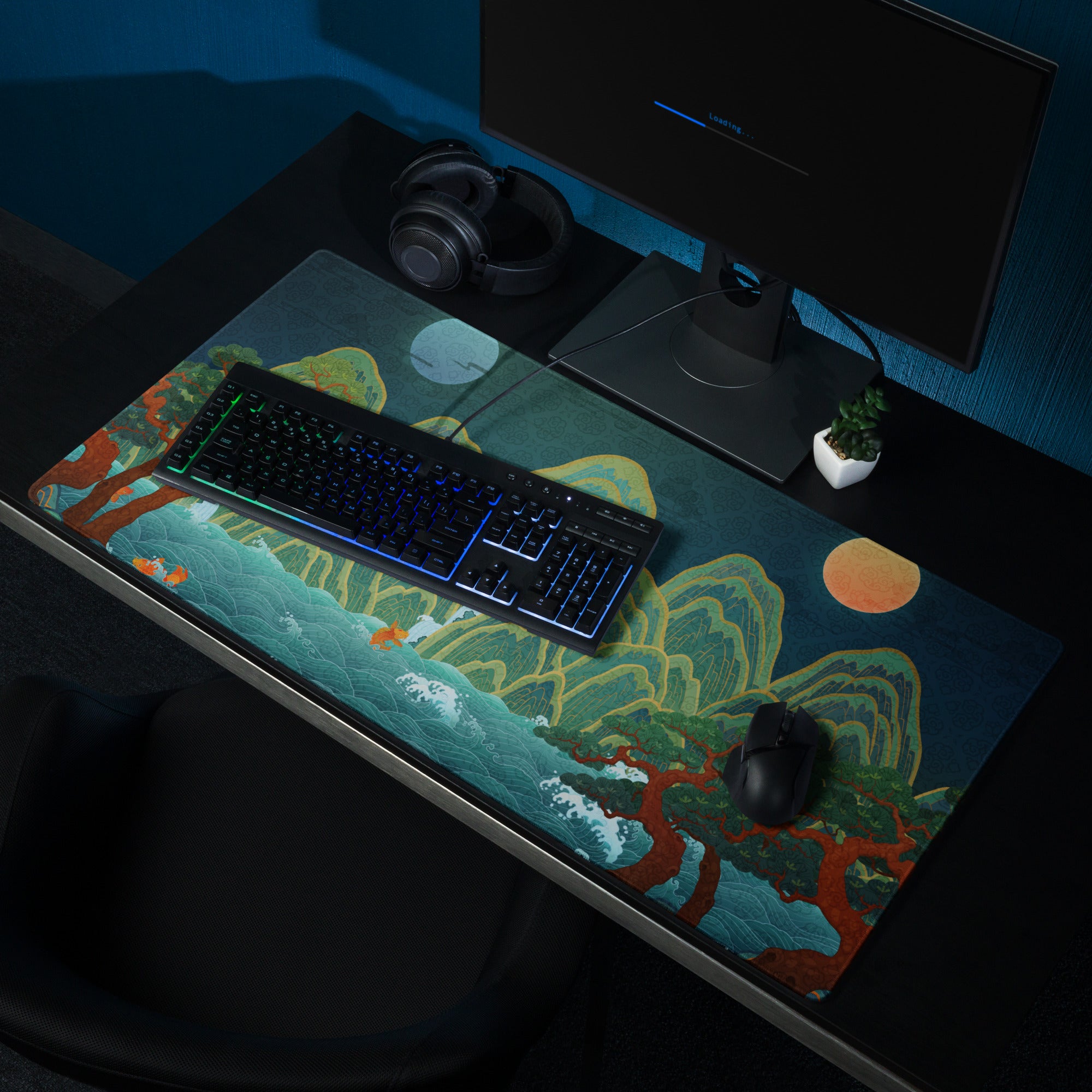 Verdant Mountain Landscape Mouse Pad - Mouse Pad Green Blue Teal Desk Gaming Vibrant Mood Nature Inspired Desk Mat