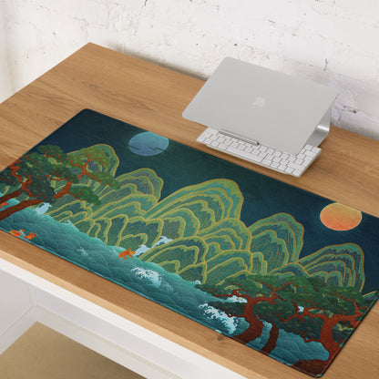 Verdant Mountain Landscape Mouse Pad - Mouse Pad Green Blue Teal Desk Gaming Vibrant Mood Nature Inspired Desk Mat