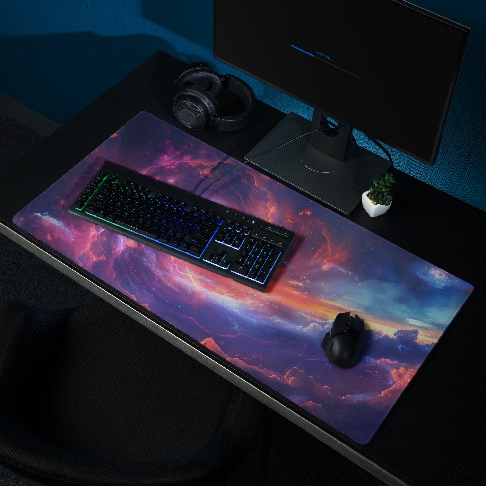 Cosmic Nebula Gaming Mouse Pad - Mouse Pad Purple Pink Blue Desk Nebula - Epic Mood Futuristic Desk Mat Digital Print