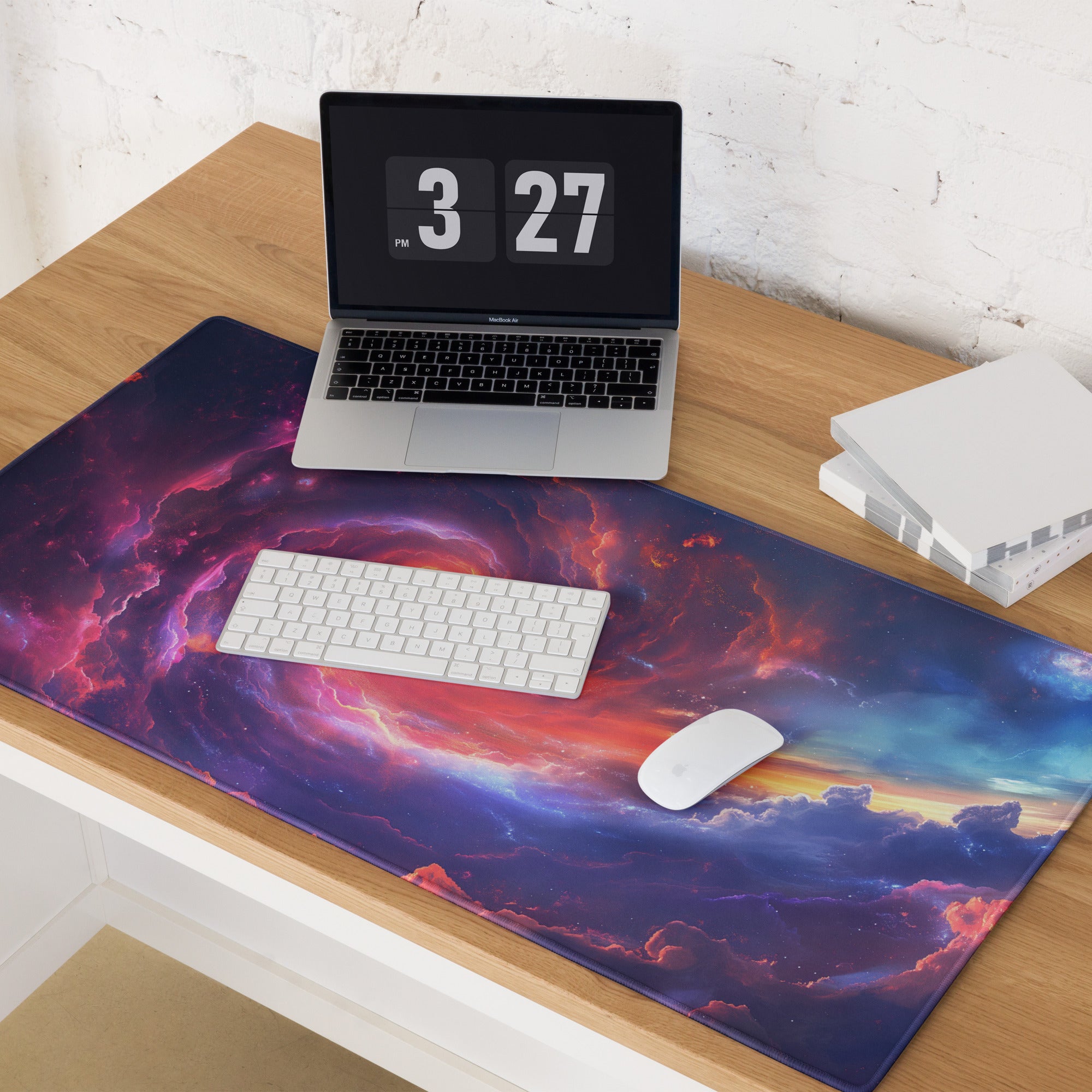Cosmic Nebula Gaming Mouse Pad - Mouse Pad Purple Pink Blue Desk Nebula - Epic Mood Futuristic Desk Mat Digital Print
