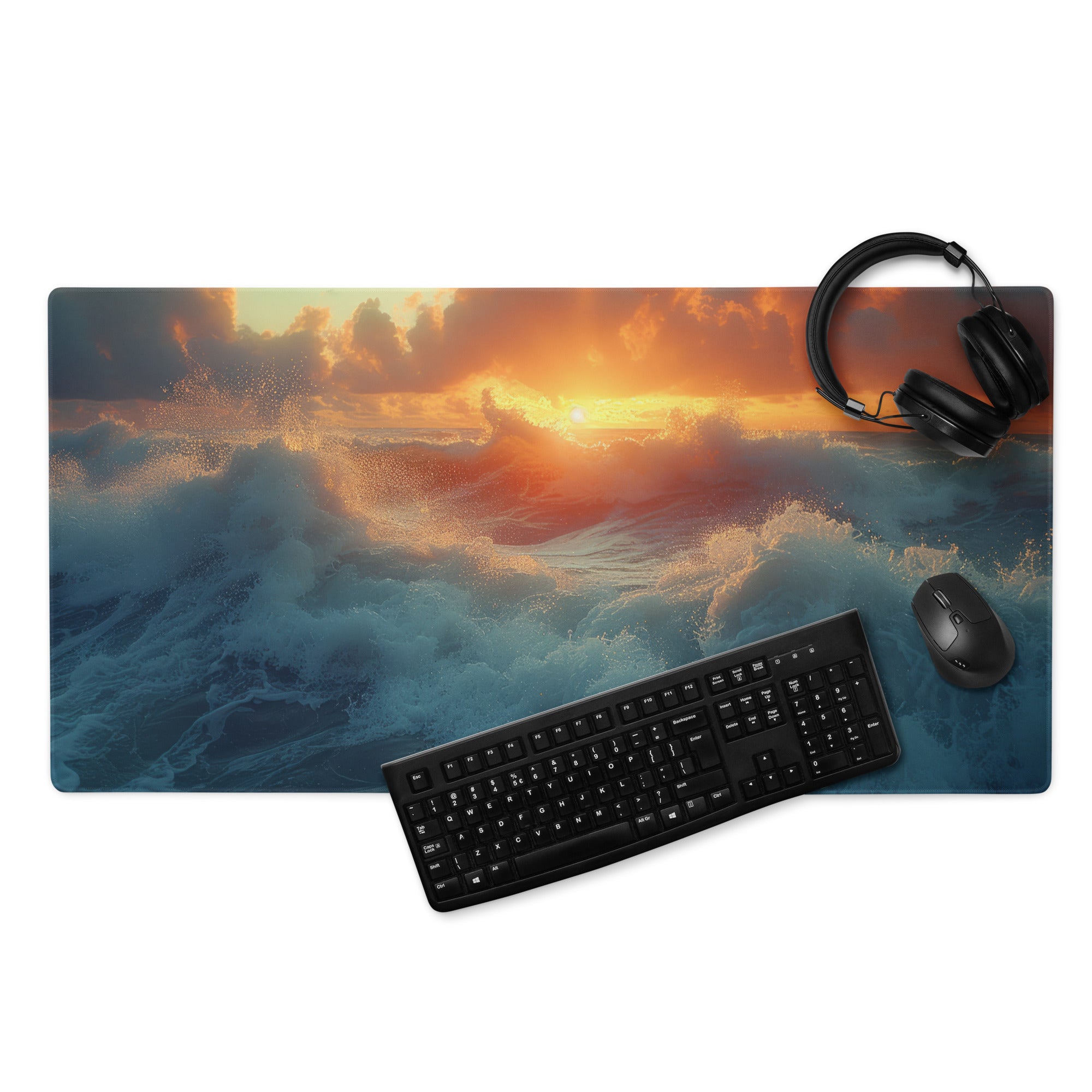 Sunset Ocean Pro Gaming Mouse Pad - Gaming Mouse Pad Blue Orange Desk Modern Calm Mood Esports Decor Photo Art